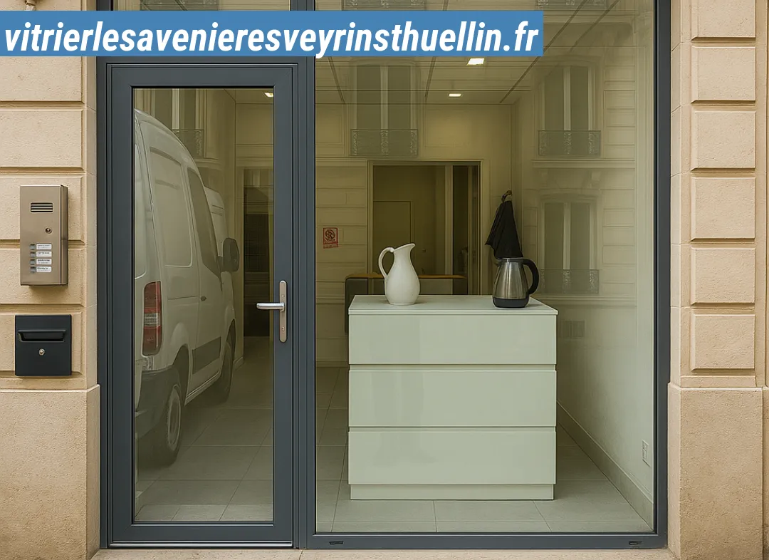 Façade vitrine de magasin en aluminium sur mesure à Les Avenières Veyrins-Thuellin